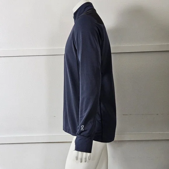 On Running Weather Shirt Mens Large Navy Blue Black 1/4 Zip Long Sleeve - Picture 4 of 9